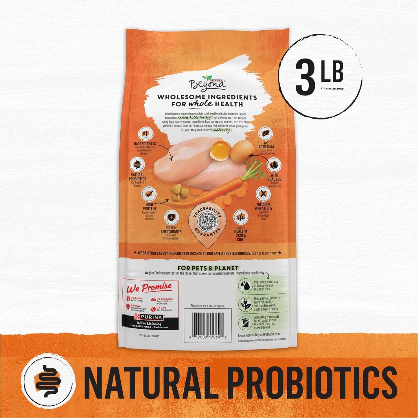 Purina Beyond Grain Free White Meat Chicken and Egg Recipe Natural Cat Food High Protein Cat Food Dry Formula - 3 lb. Bag