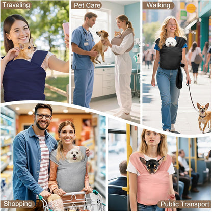 Pawaboo Pet Sling Carrier for Small Dogs and Cats, Hands Free Dog Carriers Sling, Anti-Anxious Soft Cotton Front Facing Cat Carrier Papoose, Puppy Kitten Pouch Reduce Back Neck Pain, Brown