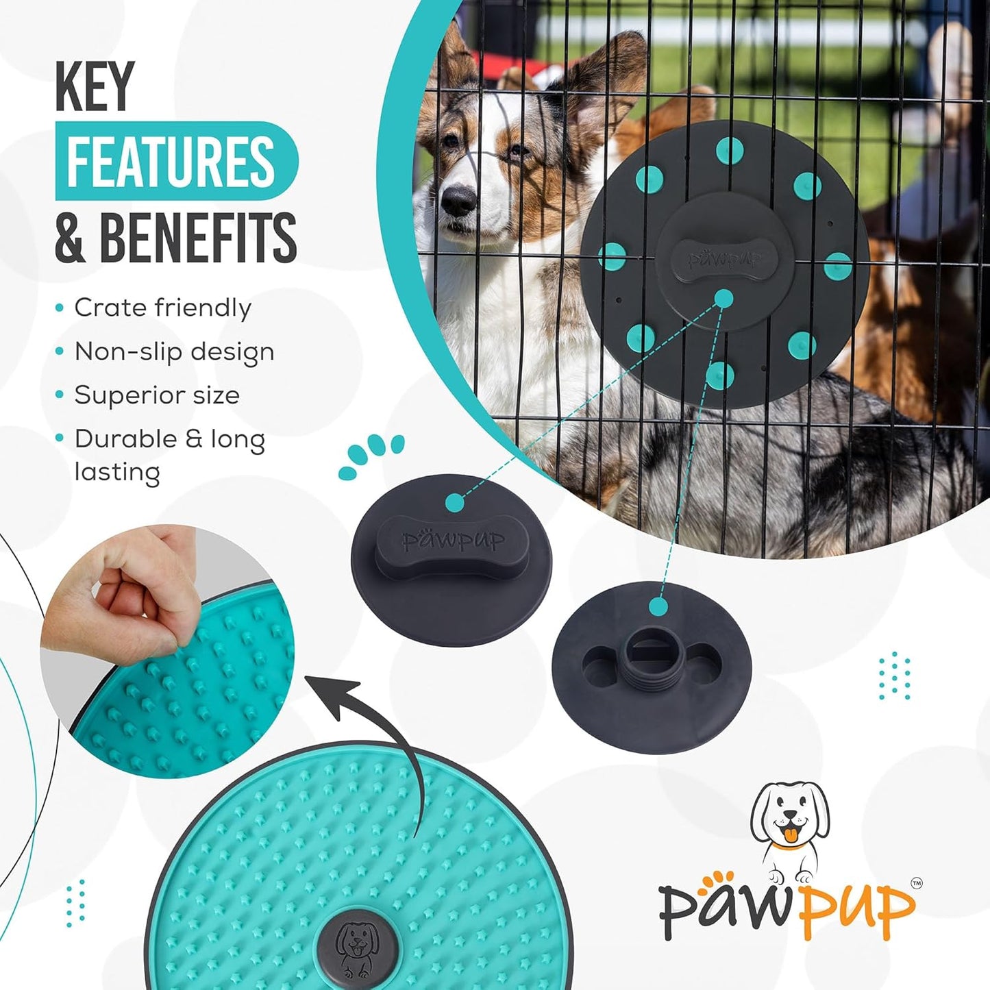 Lick Mat for Dogs - 8.2" Extra Large Dog Licking Mat, Slow Feeder for Anxiety Relief, Non-Slip, Crate Friendly, Easy to Clean, Perfect for Peanut Butter, Yogurt & Pumpkin Puree (Sea Green)