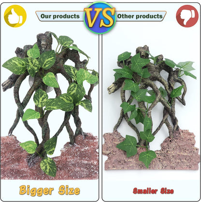 AQUA KT Reptile Climb Tree Branch Rock Background Decoration with Suction Cup for Terrarium Amphibian Lizard Snake