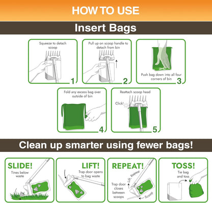 Neater Pet Brands Lift N’ Bag 2.0 Dog Pooper Scooper with Bag Attachment & 27" Pole for Small to Large Dogs, New & Improved Design, 15 Refill Bags, Heavy Duty Dog Poop Scooper for Yard, One-Hand Use