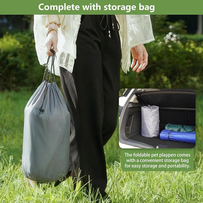 Dog Play Pen Indoors, Puppy Playpen with Cover for Small Dogs & Cats, Puppy Playpen with Gate, Indoor & Outdoor Dog Fence with Thickened Fabric