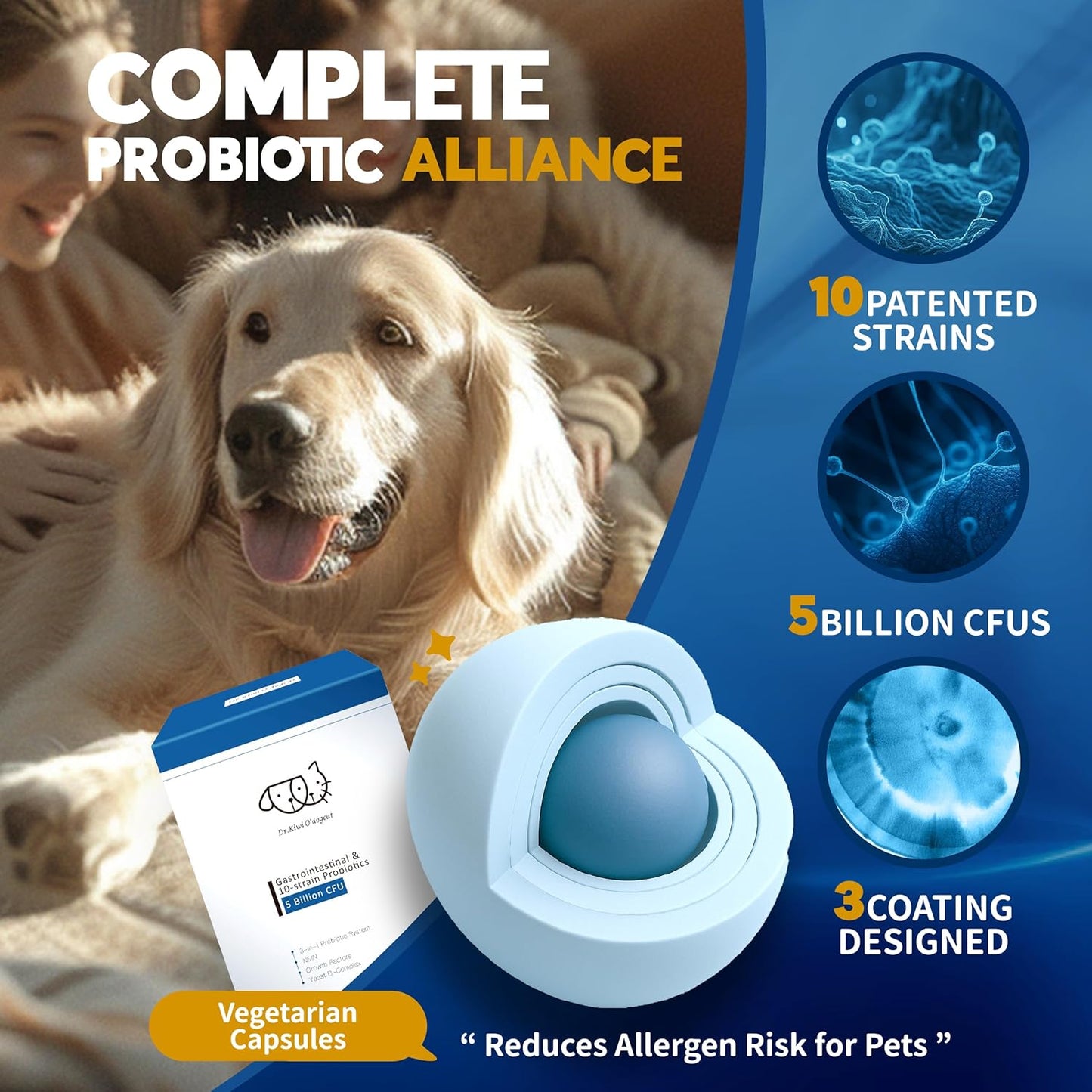 Dr. Kiwi O'dogcat Probiotics for Dogs | Support Gut Health, Diarrhea, Digestive Health & Seasonal Allergies