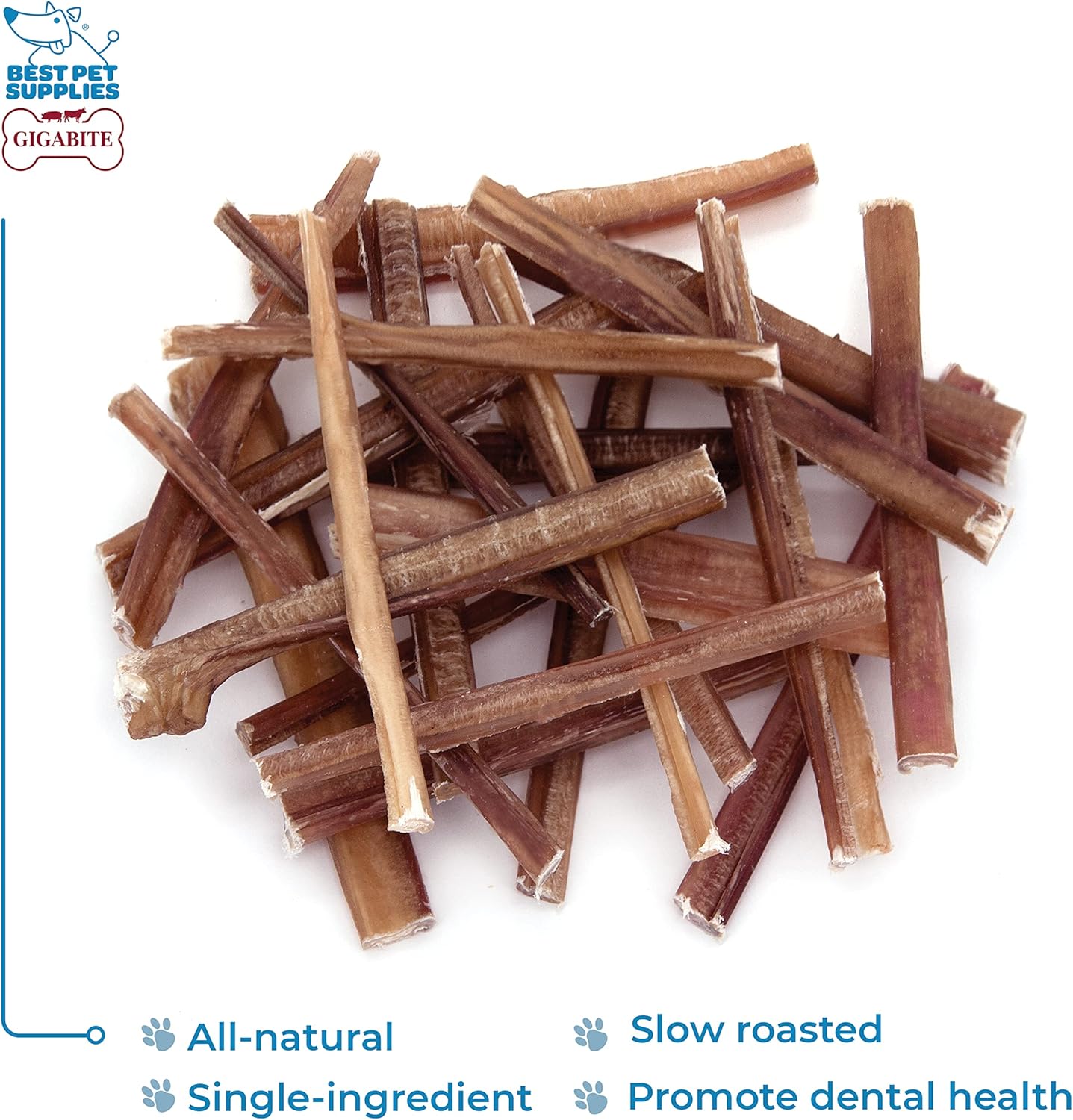 GigaBite 6 Inch Slim Odor-Free Bully Sticks (25 Pack) - All Natural, Free Range Beef Pizzle Dog Treat by Best Pet Supplies