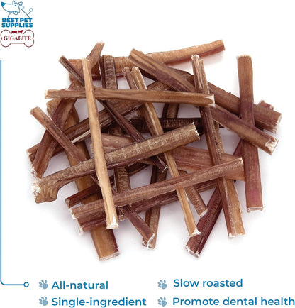 GigaBite 6 Inch Slim Odor-Free Bully Sticks (25 Pack) - All Natural, Free Range Beef Pizzle Dog Treat by Best Pet Supplies