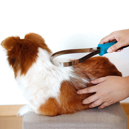 Dual-Sided Grooming Blade for Dogs - Shedding Brush with Stainless Steel Blades for Short and Long Hair Coats