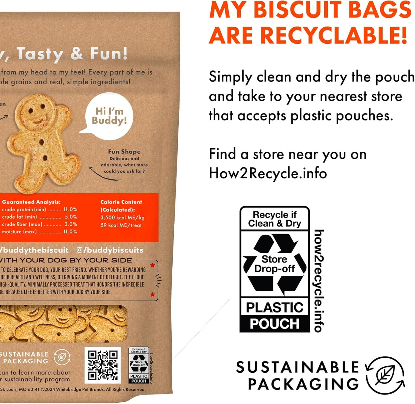 Buddy Biscuit 3.5 lbs. Bag of Crunchy Dog Treats Made with Natural Peanut Butter