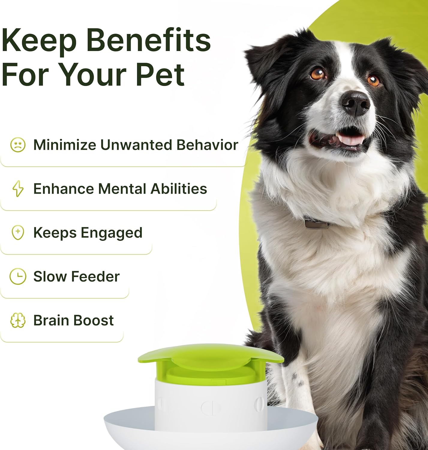 Dog Slow Feeder Bowl – Interactive Puzzle Feeder for Dogs – Fun Eating Game to Slow Down Fast Eaters – Non-Slip Design – Food & Water Bowl for Small, Medium & Large Dogs – Green