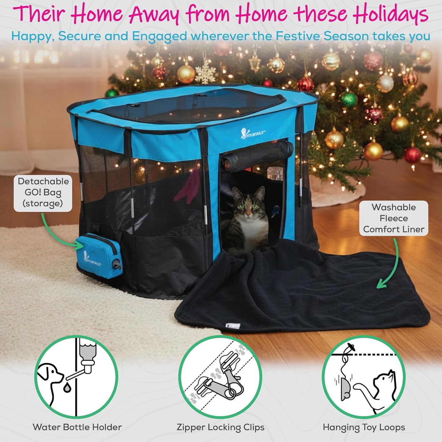 Portable Dog Playpen Medium - Cat Playpen for Indoor Cats Enclosed - Foldable Collapsible Fabric Pen - Travel Puppy Kitten Crate Kennel - Indoor Outdoor popup Tent for Pets Small Dogs Puppies Kittens