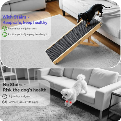 2025 Upgraded Dog Ramp for Couch, Foldable Small Dog Ramp for Low Bed, 4 Adjustable Height from 13'' to 21", Portable Stable Pet Steps with Non-Slip Pad, Pet Ramps Use for Sofa Couch Stairs