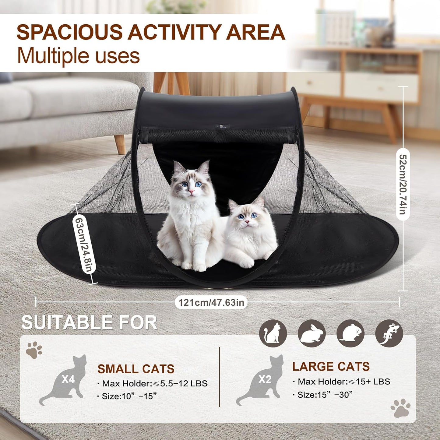 X-ZONE PET Outdoor Cat Tent, Pop Up Cat Playpen, Pet Enclosure Suitable Birds and Small Animals Black