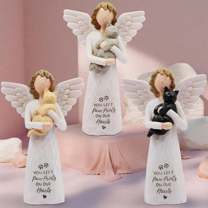Cat Memorial Gifts for Loss of Cat, Pet Loss Sympathy Gift, Pet Cat Remembrance Gifts, Cat Loss Sympathy Gift, Cat Mom Gifts for Cat Lovers, Cat Statue Hand-Painted Figurines Angel Cat (Gray)