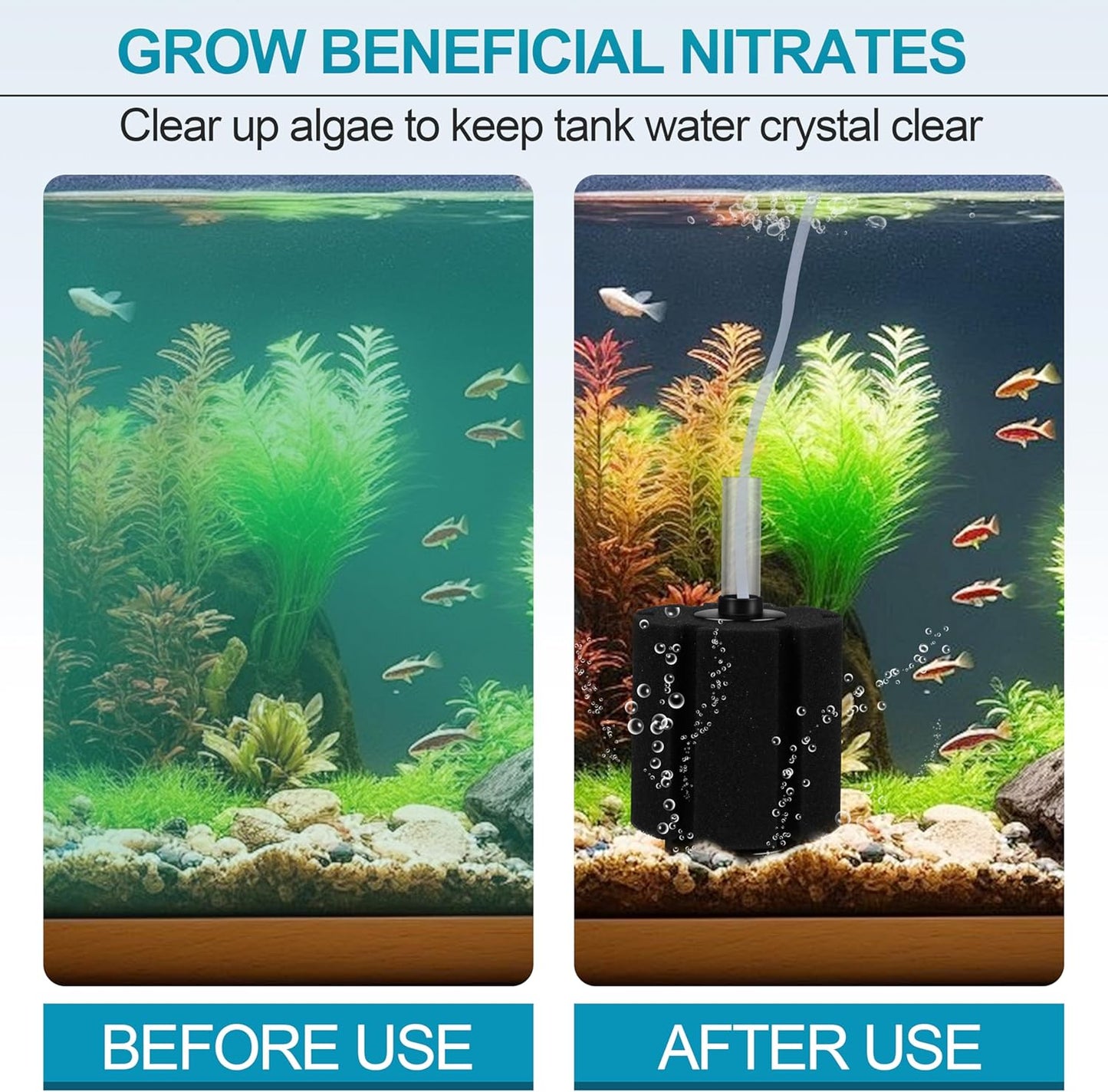 Aquarium Sponge Filter Fish Tank Filters for Fish Tank up to 60 Gallon 3-Pack