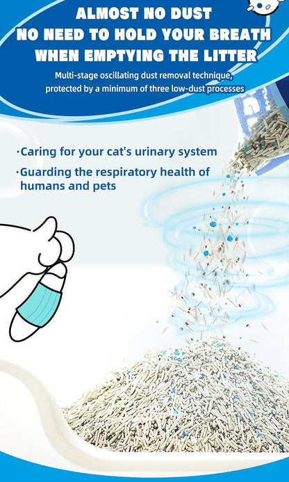 NIKORO Tofu Cat Litter,Strong Clumping Cat Litters,Odor Control and Unscented Ultra Absorbent Water Flushable Bentonite Tofu Cat Litter,Dust Free Scent Free,(5.29 lbs×1Bags)