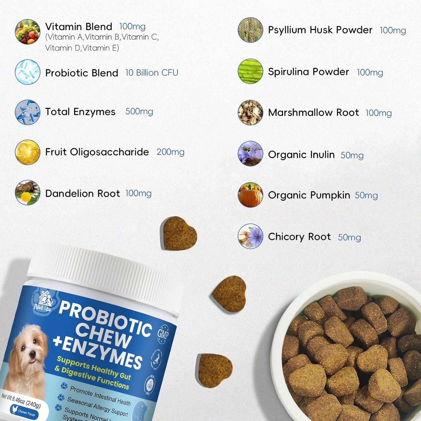 Probiotics for Dogs, Improve Itchy Skin Itchy Ears + Calming Collar for Dogs