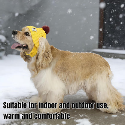 Pet Winter Beanie - Ear-Exposed Knit Hat for Dogs & Cats, Warm Fleece Cap with 2 Ear Holes, Suitable for Indoor/Outdoor Cold Weather ，Cozy, Secure & Stylish(Red, Medium)