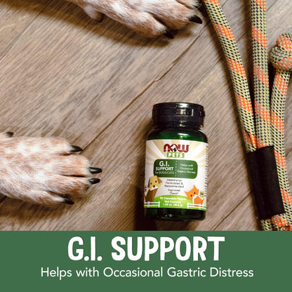 NOW Pet Health, G.I. Support Supplement, Formulated for Cats & Dogs, NASC Certified, 90 Chewable Tablets