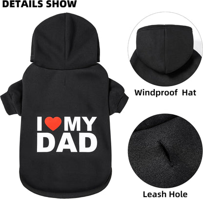 GreenJoy Dog Sweater Dog Hoodie Cold Weather Dog Coat Hooded Sweatshirt for Puppies,Cats, Small Medium Large Dogs (Medium, Black (I Love My Dad))