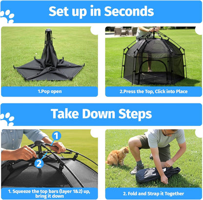 EighteenTek Catio Outdoor Cat Enclosure 3-Tier Pop up Cat Tent Playpen | Portable Kitten Catio Tower | Pet Playpen Indoor/Outdoor Cats Enclosed | Play Tents for Patio Balcony Courtyard Camping