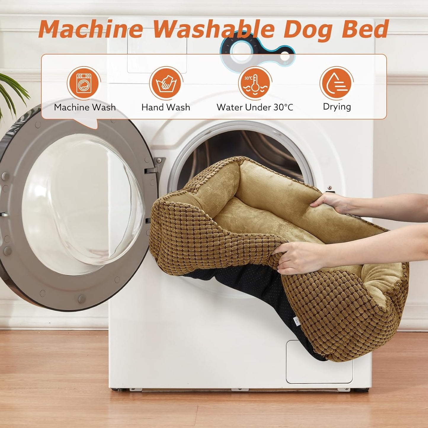 MIXJOY X-Large Dog Bed for Large, Medium, Small Dogs - Rectangle, Washable, Orthopedic, Soft Calming Sleeping Puppy Bed - Durable Pet Cuddler with Anti-Slip Bottom - XL (35"x25"x9")