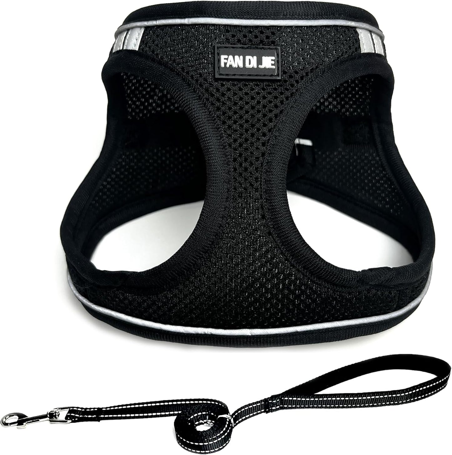 Dog Harness and Leash Set, No Pull Soft Mesh Pet Harness -in Puppy Pet Vest Harnesses for XS,Small,Medium Dogs and Cats Black-M
