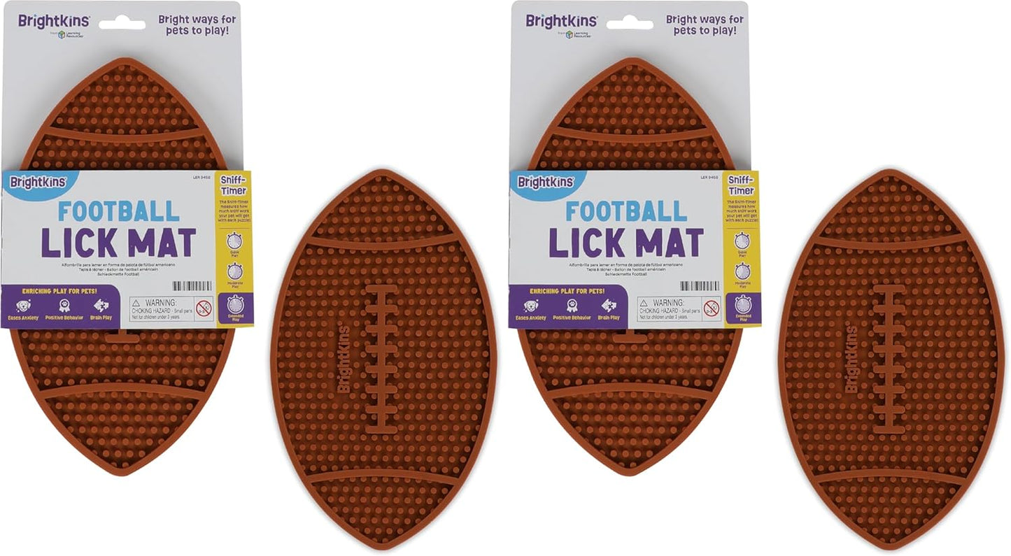 Brightkins Football Lick Mat, Food Rubber Mat and Snuffle Pet Supplies, Enrichment Puppy Pads Essentials Products, Anxiety Relief Items, Interactive Dog Toys (Pack of 2)