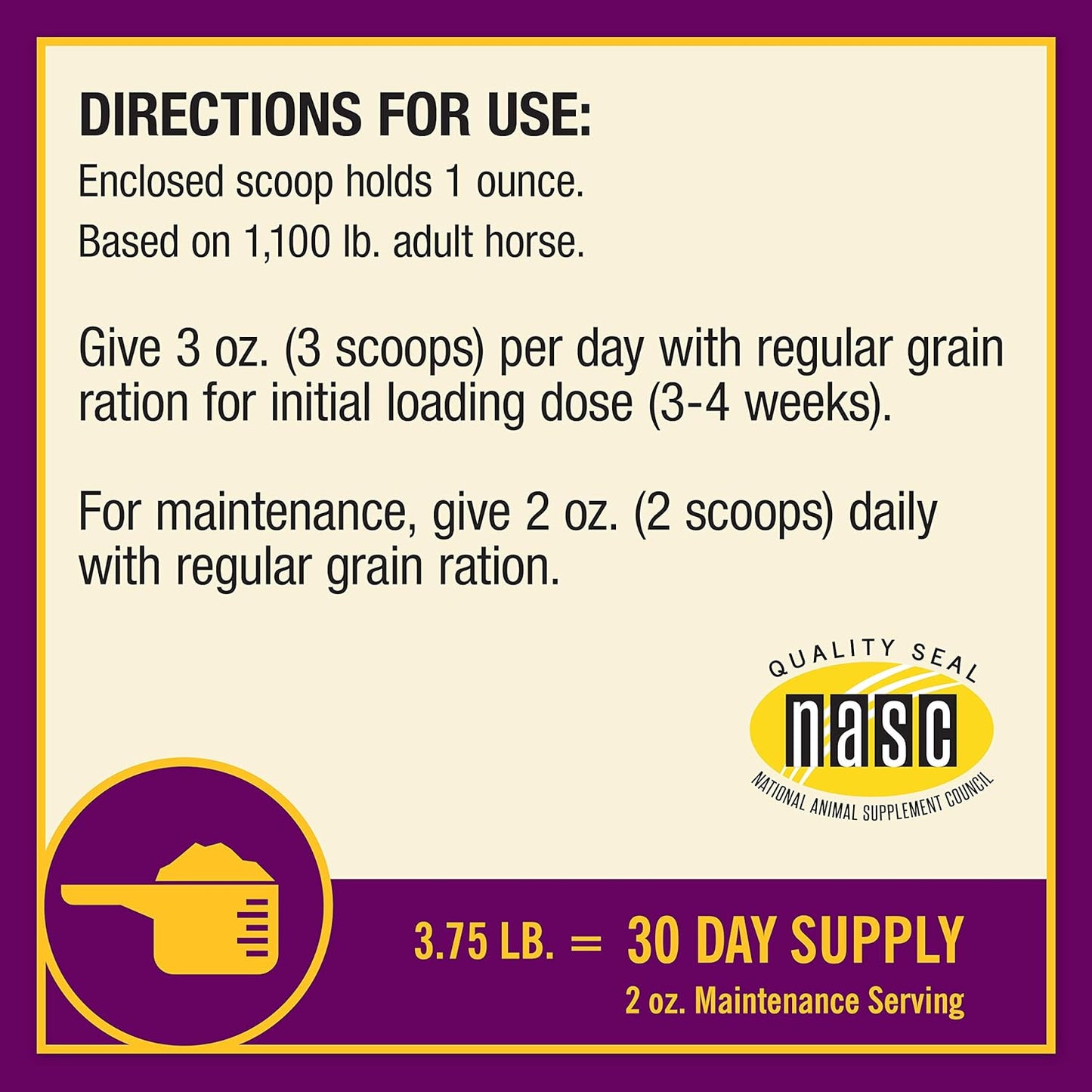 Horse Health Joint Combo Hoof & Coat, Glucosamin, Chrondroitin, Vitamin C, MSM, Biotin, Lysine, ZInc, Omega 3 and 6 Fatty Acids, 64 day supply