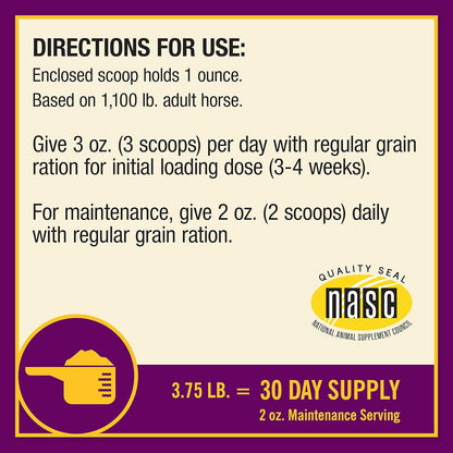 Horse Health Joint Combo Hoof & Coat, Glucosamin, Chrondroitin, Vitamin C, MSM, Biotin, Lysine, ZInc, Omega 3 and 6 Fatty Acids, 64 day supply