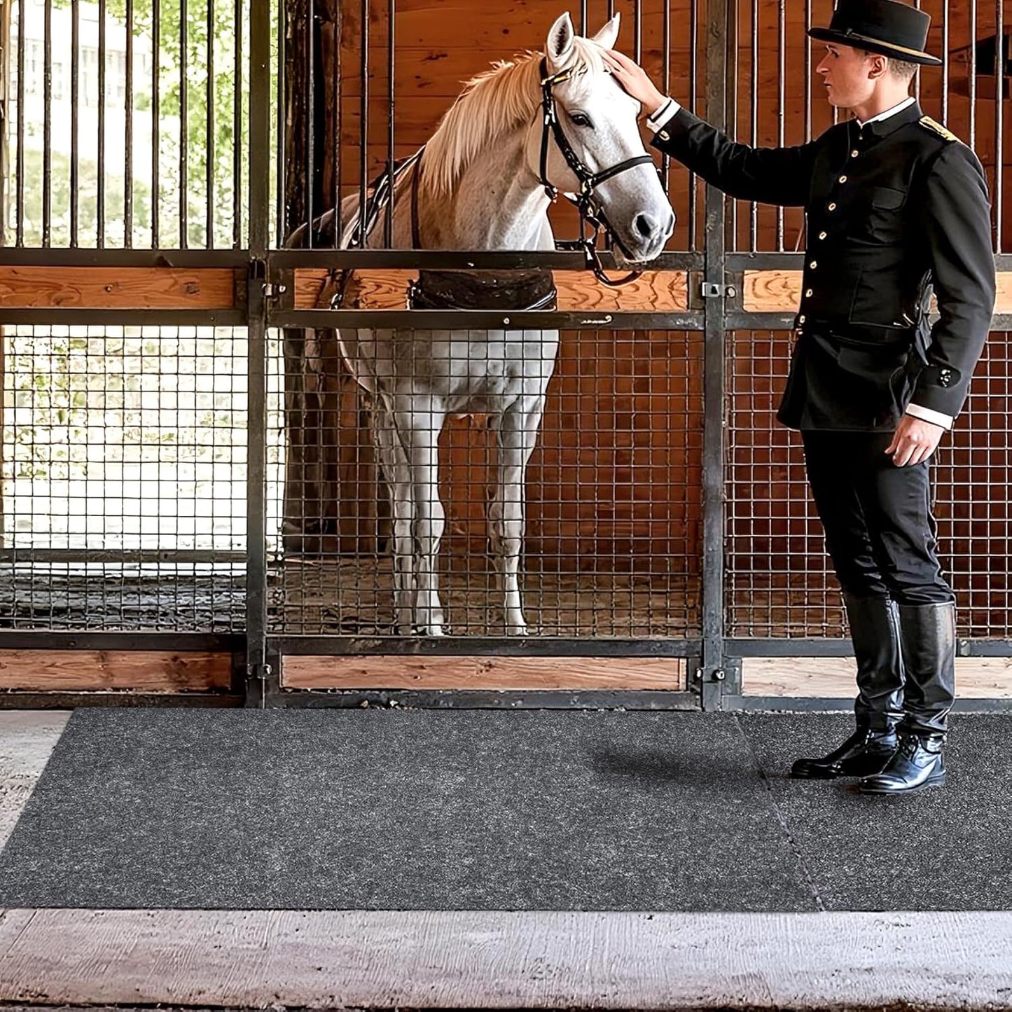 4 x 6ft Horse Stable Mat Lightweight Floor Mat,Cuttable & Back Non-Slip Design Mat for Horses Livestock,Durable & Water Absorbent Stable Mats,Keep Floor Dry & Clean