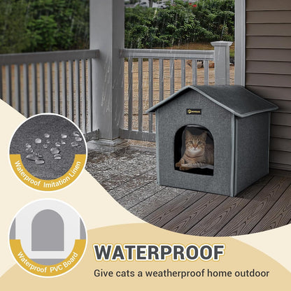 MIU COLOR Large Outdoor Cat House, Upgraded Aluminum Foil Material, Weatherproof Elevated Shelter & Outdoor Cat House, Small Weatherproof Cat Houses