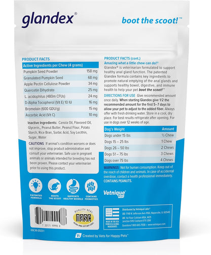 Vetnique Labs Dentabliss Dog Dental Wipes Finger Mitts 50 Count Plus Glandex for Dogs Anal Gland Support Chews 30 Count & Glandex Anal Gland Hygienic Pet Wipes 75 Count Daily Health & Hygiene Bundle