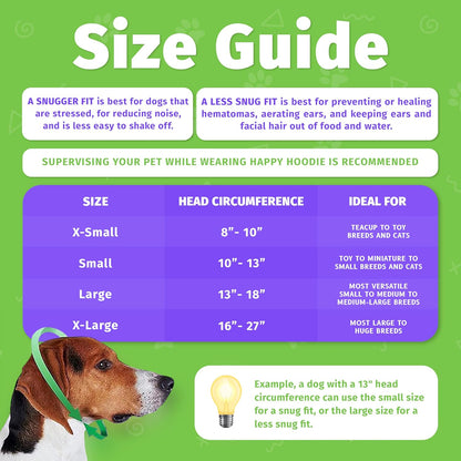 Happy Hoodie The Original Dog & Cat Calming Band - American Brand - Anxiety Relief/Noise Protection-Grooming-Thunder-Fireworks (Large, Blue) - Since 2008