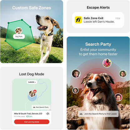 New Fi Series 3+ Smart Dog Tracker Collar [12 Month Membership Included] GPS Tracker for Dogs with Health & Behavior Monitoring, Escape Alerts, Waterproof, LED, Apple Watch Compatible -Yellow, X-Large