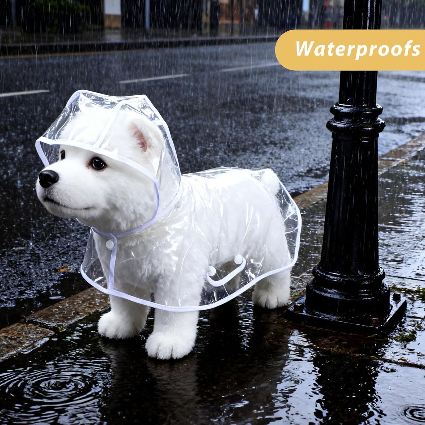 2Pcs Transparent Dog Raincoat for Small Medium Dogs, Waterproof Pet Hooded Poncho with Adjustable Snaps and Leash Hole Portable Dog Raining Coat for Bichon Poodle Medium 3.3-5.1lbs