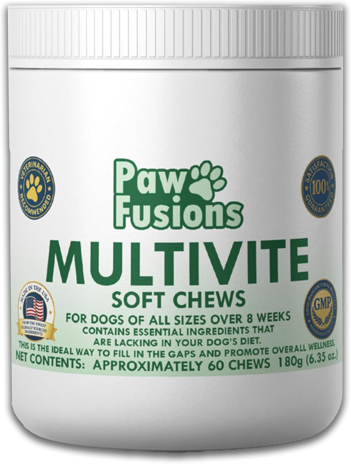 Multivite Soft Chews for Dogs 60 Count - Comprehensive Multivitamin Supporting Overal Health