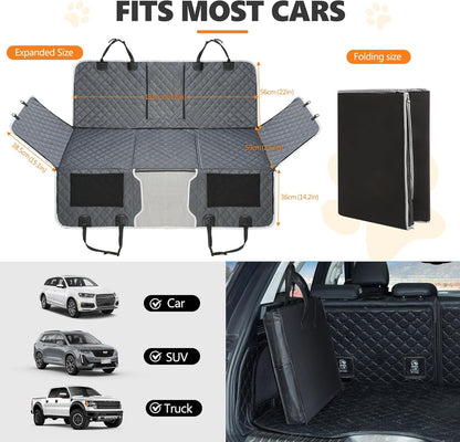 Back Seat Extender for Dog,Waterproof Hard Bottom Dog Car Seat Cover for Back Seat Protector,Foldable Camping Pet Hammock Bed,Easy Clean Travelling Accessories Car SUV Truck (Gray)