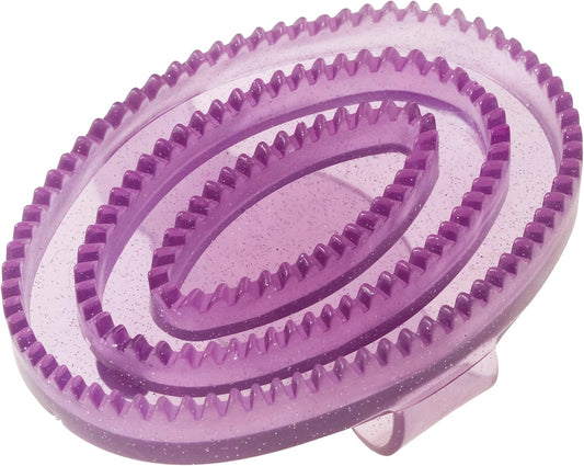 ROMA Rubber Curry Comb, Purple Glitter, Small