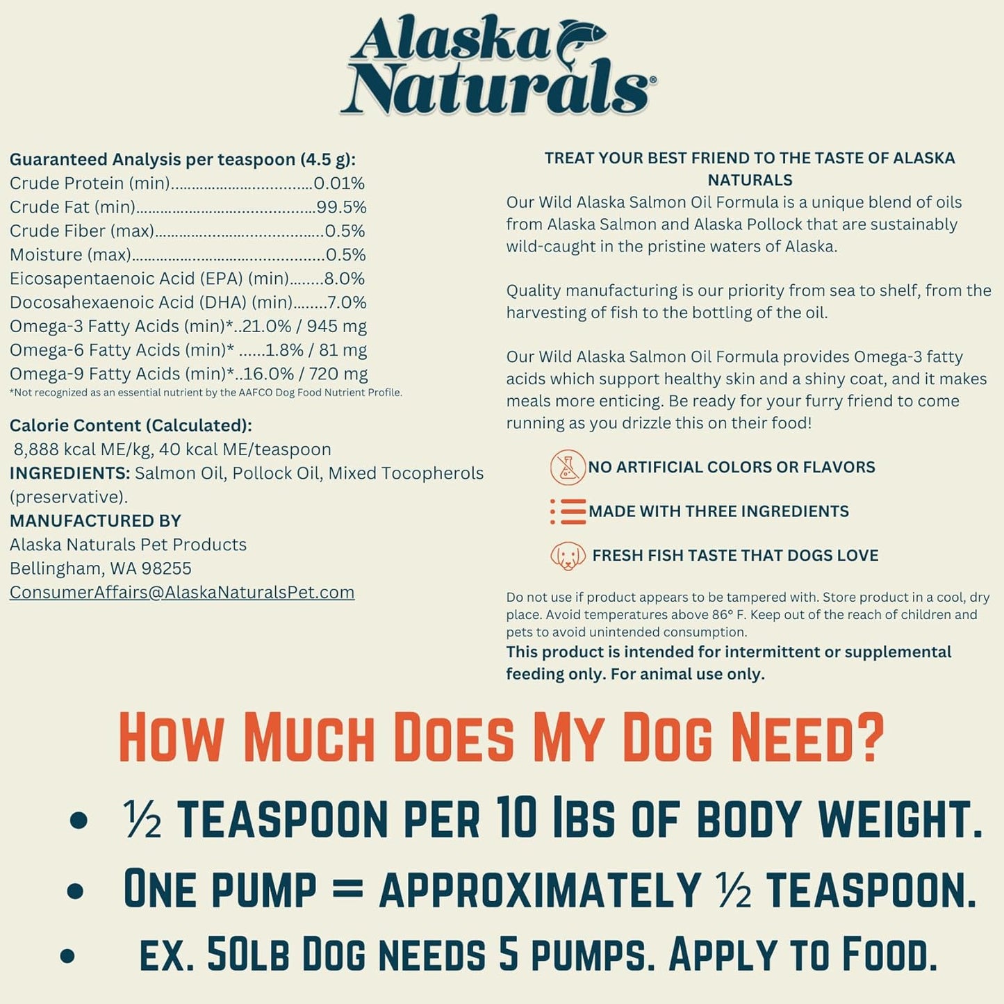Alaska Naturals Wild Alaskan Salmon Fish Oil Supplement for Dogs Skin and Coat with EPA DHA Omega 3 Fatty Acids Liquid Food Topper 8 oz. Pump
