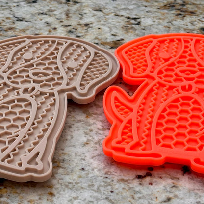 Ultra Suction Multi-Surface Lick Mat for Dogs, Stress Relief, Slow Feeding, Desensitization Training, Salmon & Taupe