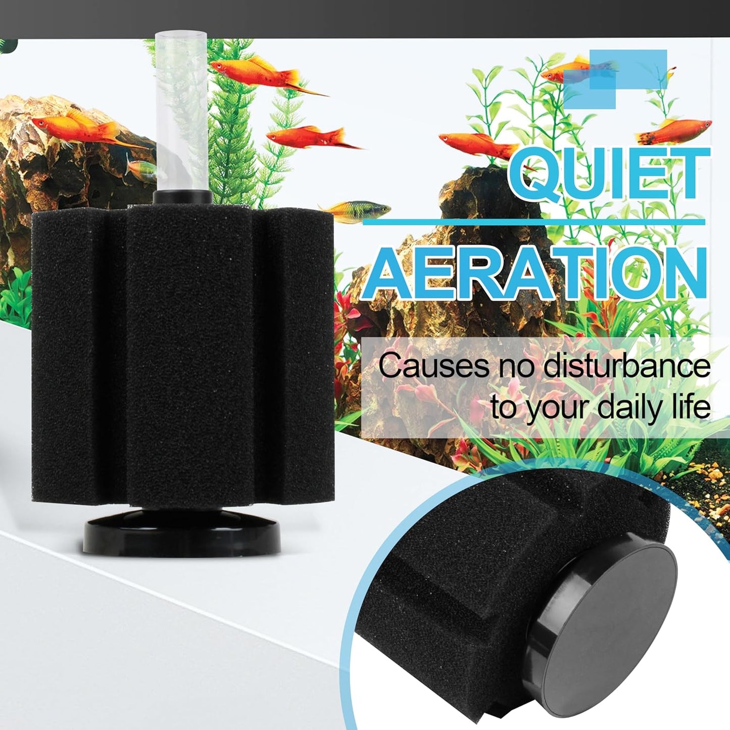 Aquarium Sponge Filter Fish Tank Filters for Fish Tank up to 60 Gallon 3-Pack