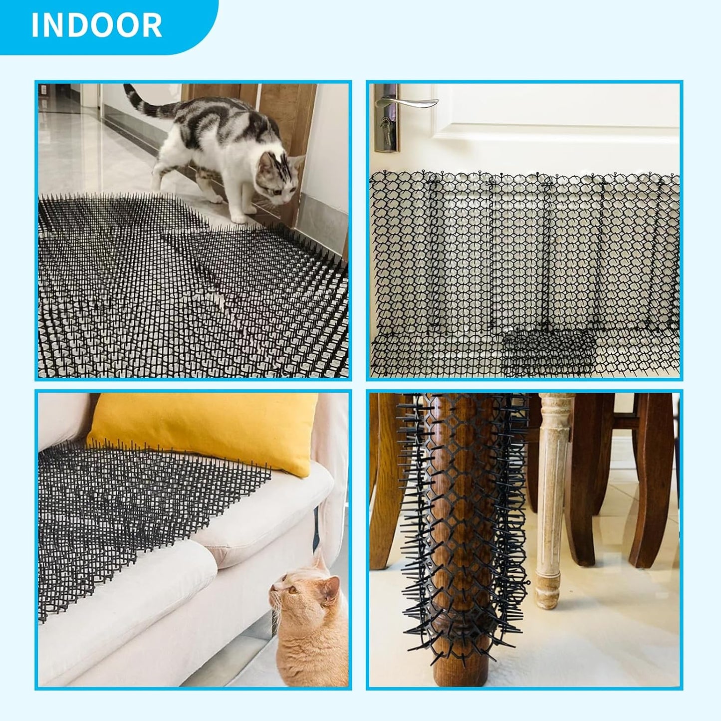 10 Pack 16 x 8 Inch Cat Scat Mat with Spikes, Scat Mat for Cats Cat Deterrent Mat Digging Stopper Repellent Spike Mat