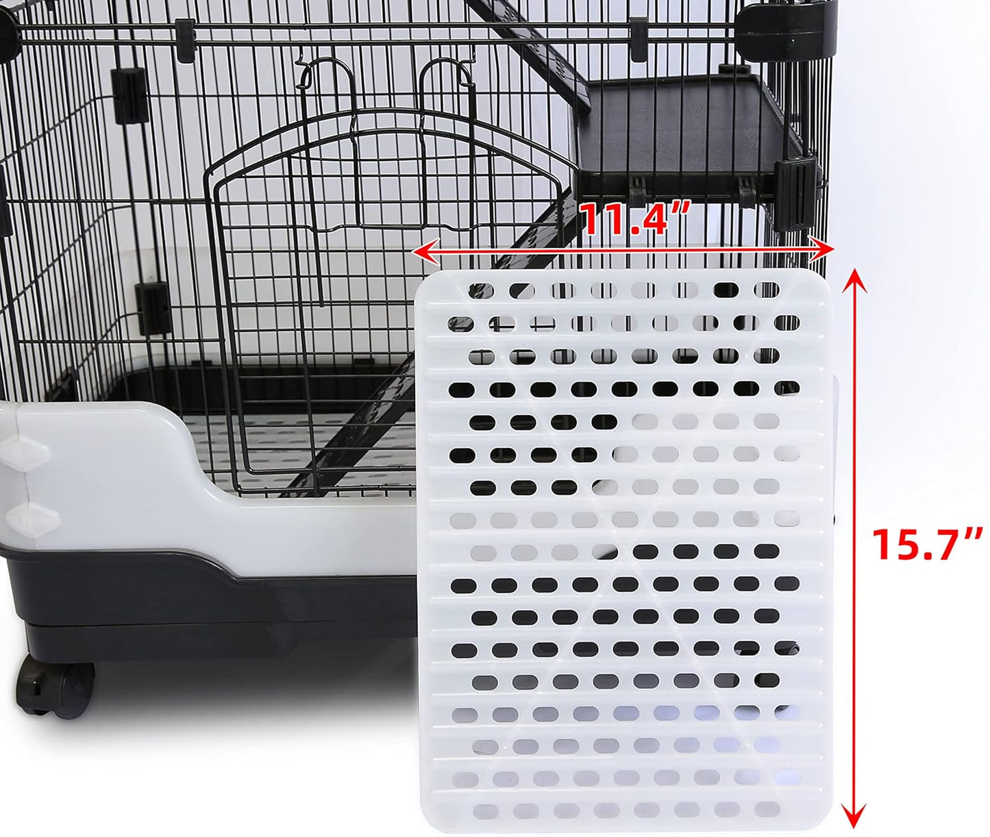 Homey Pet 3 Levels Chinchilla Ferret Pet Crate Small Animals Cages for Rat, Hamster, Guinea Pig, Squirrel, Include Caster Tray and Urine Guard (Black)