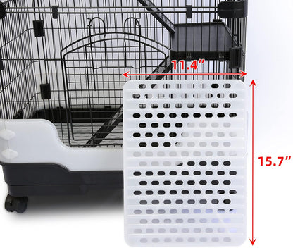 Homey Pet 3 Levels Chinchilla Ferret Pet Crate Small Animals Cages for Rat, Hamster, Guinea Pig, Squirrel, Include Caster Tray and Urine Guard (Black)
