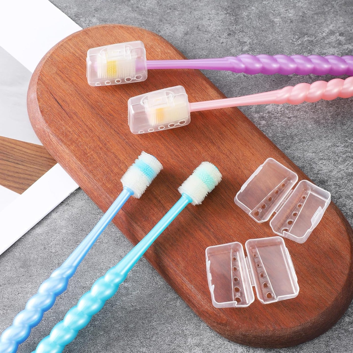 4pcs 360-Degree Pet Toothbrush for Dogs, Cats, and Puppies - Soft Bristle Small Dog Toothbrush in Purple, Pink, Blue, Green