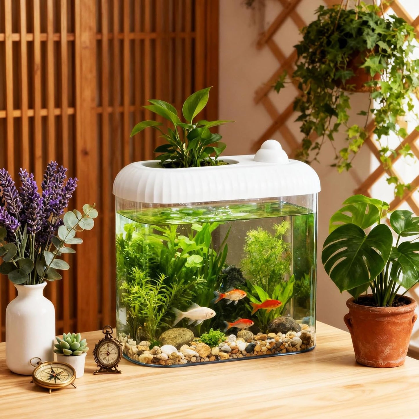 2.5 Gallon Plastic Aquaponic Fish Tank Large Bowl Shatterproof with Clear Clarity for Terrarium, Flower Vase Centerpiece GIF