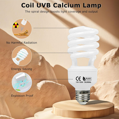 UVB 105.0 Reptile Light 13W, Compact Fluorescent Lamp，Coil UVB Desert Bulb–Lighting for Bearded Dragons, Lizards, Tortoises, Snakes, Geckos, Amphibians & Small Reptile Tanks
