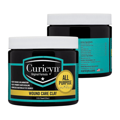 Curicyn Animal Wound Care Clay 16oz. - Vet-Approved Natural Skin Ointment For Dog, Cat, Horse, and Other Livestock - Bentonite Clay with Aloe Treatment - Gentle No Sting Fast-Acting Formula