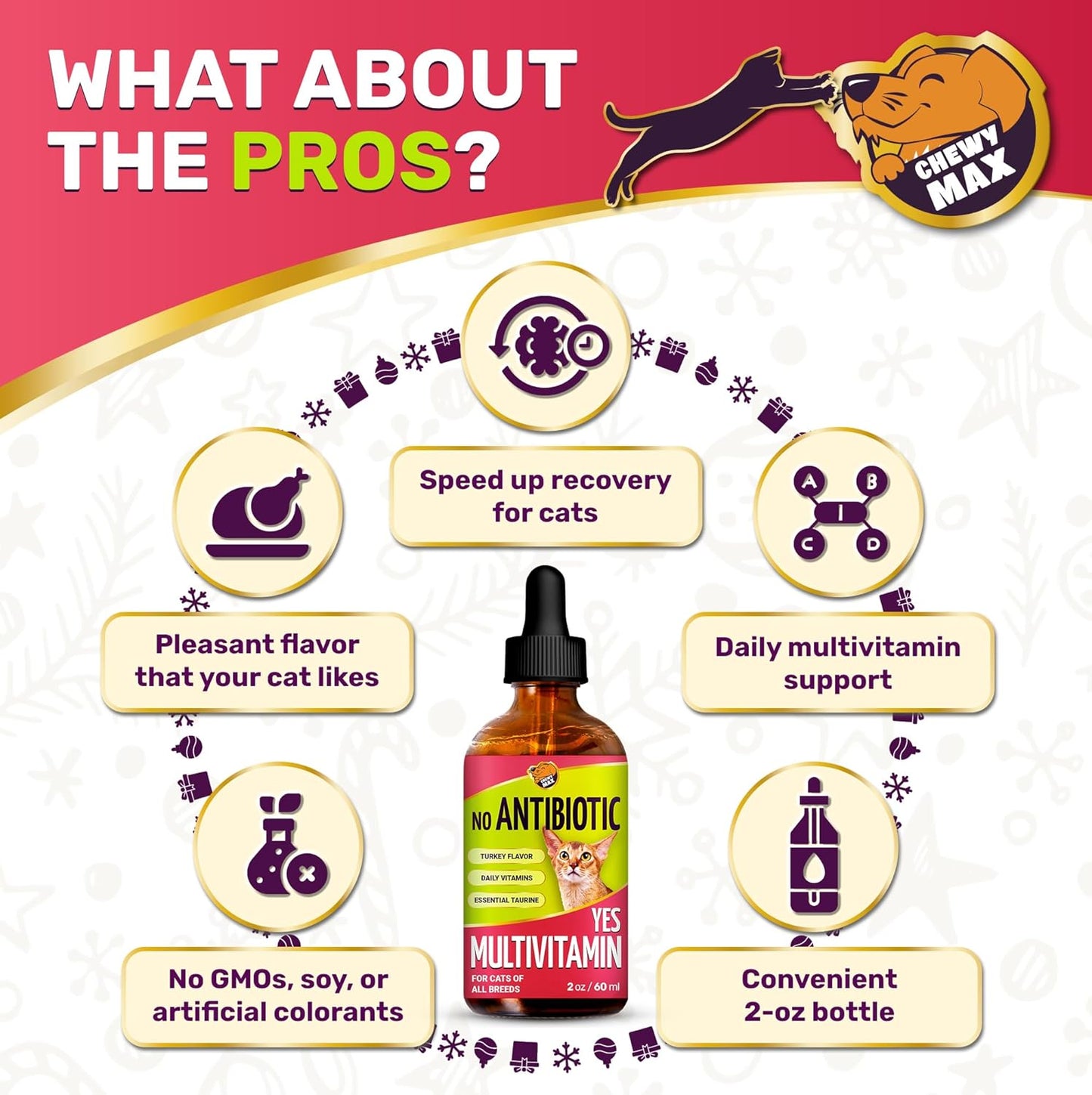 Cat Multivitamin Complex with Turkey Flavor – Natural Cat Antibiotic Liquid Alternative to Help with Allergies, UTIs & Cough – Herbal No Antibiotic Yes Multivitamin for All Breeds – 2 Oz