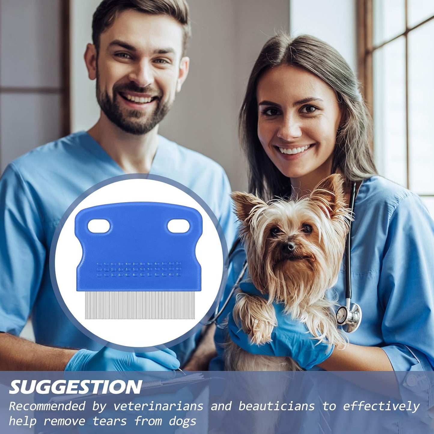 20 Pieces Tear Stain Remover Comb Dog Flea Comb Pet Grooming Stainless Steel Teeth with Plastic Handle for Medium and Small Dogs Cats Removing Flea Dandruff Flakes and Stains