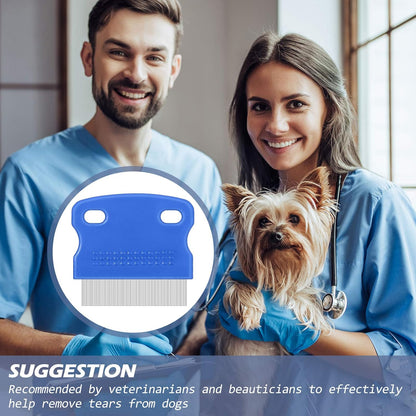 20 Pieces Tear Stain Remover Comb Dog Flea Comb Pet Grooming Stainless Steel Teeth with Plastic Handle for Medium and Small Dogs Cats Removing Flea Dandruff Flakes and Stains